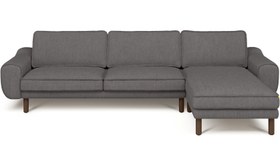 Resim Klem 306 x 171 Köşe Silindir Ahşap Ayak - Performans Keten - Duman Gri / Koyu / Kalıcı Form 