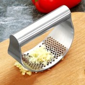 Resim Paslanmaz Çelik Sarımsak Sıkacağı - Ev Mutfakları İçin Ergonomik Manuel Kırıcı ve Kırıcı, Mükemmel Sarımsak Sosu İçin Kolay Kullanımlı Kavisli Tasarım 