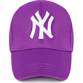 Resim Unisex Mor Renk Beyaz Logo Beyzbol Ny New York Şapka - Unisex Mor 