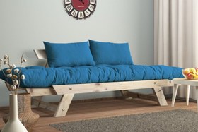 Resim WOODESK ADALAR MASİF AHŞAP KANEPE, NATURAL-MAVİ RENK, 