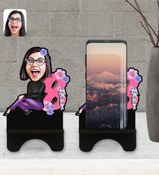 Resim Bk Gift Kişiye Özel Kadınlar Günü Karikatürlü Ahşap Biblo Telefon Standı-2 