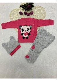 Resim Yağmur Giyim %100 Pamuk Kendinden Eldivenli Bebek Papyonlu Ayıcık Pembe 3 Parça Hastane Çıkışı Seti 9201-p Pembe 