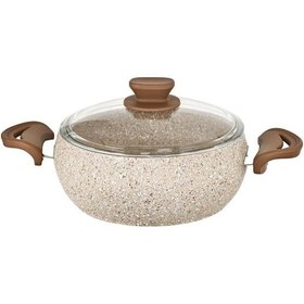 Resim Granit Pro 20 Cm Derin Granit Güveç Tencere Siyah Bakalit Saplı Cam Kapaklı Yapışmaz 