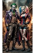 Resim aydın garage Joker ve Harley Quinn Kapı Direk Kaplama Folyosu BASKILI STİCKER Sağ-Sol 2 Adet 22*50 CM 