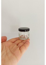 Resim 29 Ml Küçük Cam Kavanoz 29 Cc Numune Kavanozu Metal Siyah Kapaklı 100 Adet 