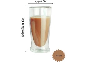 Resim Çift Cidarlı Uzun Cam Kokteyl - Meşrubat - Latte Bardağı 350 Ml x 4 Adet 2323 