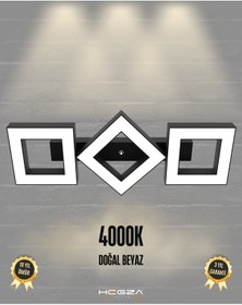 Resim Compagno Siyah Kasa, Doğal Beyaz Işık Modern Plafonyer Led Avize Siyah 