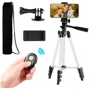 Resim Tenfowee 110cm Seyahat Ve Video Çekimi İçin Hafif 4 Bölmeli Tripod, Bluetooth Özellikli, 1.5kg Taşıma Kapasiteli 
