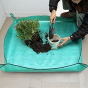 Resim Su Geçirmez Bahçe Saksı Matı - Teal Dayanıklı Kolay Temizlenebilir Toprak Karıştırma Pedi İç/Dış Mekan Kullanımı için, Sukulentler, Çiçekler, Sebzeler için Mükemmel - Dağınıklık Olmadan Dikim & Yeniden Saksılandırma, Sağlam Kenar Tasarım 