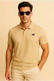 Resim New Balance Bej Classic Basic Logo Polo Yaka Pike Tişört MNT3415-MOP 