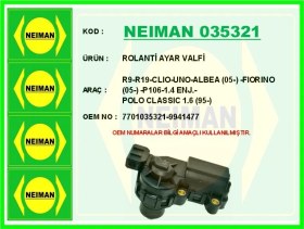 Resim Rolanti Ayar Valfi R9-r19-clıo-uno-albea 2005 -fıorıno 2005 -p106-1.4 Enj.-polo Classıc 1.6 1995 7701035321 9941477 