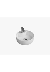 Resim Tezgah Üstü Set Üstü Lavabo 45 Çap Delikli Yuvarlak Quarter Bath Round Line Beyaz 