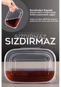 Resim 10 Adet Sızdırmaz Kendinden Kapaklı Derin Dondurucuya Uygun Saklama Kabı Hava Almaz Düzenleyici 1lt Şeffaf 