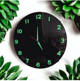 Resim Fosforlu Bombeli Cam 3d Kabartma Rakam Karanlıkta Parlayan Duvar Saati Çap 30 Cm Siyah 
