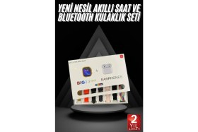 Resim Normadia Çok Fonksiyonlu Akıllı Saat ve Air Pro Kulaklık Seti, 7 Kordon Hediye 