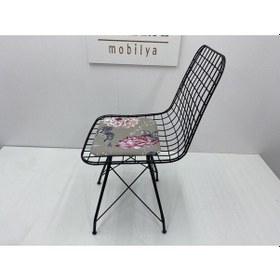 Resim Knsz kafes tel sandalyesi 1 li mazlum syhyaprak gri kumaş ofis cafe bahçe mutfak 