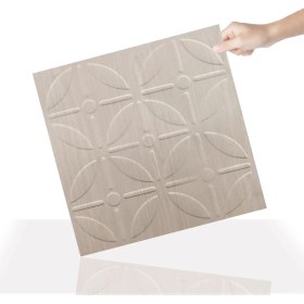 Resim 3 Boyutlu Duvar Paneli Kabartmalı Geometrik Yuvarlak Desen Pvc 41X41 Cm/ 6 Adet /1 M² Beyaz Huş 