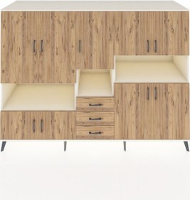 Resim Kronos Dolap 13 Raflı 3 Çekmeceli 9 Kapaklı 220x59x163 Aytaşı-çam Aytaşı-çam 