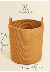 Resim Mavaux El İşçiliği Dokulu Büyük Boy Sepet 40 X 36 Cm Dekoratif Ev Düzeni, Oyuncak Ve Çamaşır Organizer Hasır 