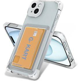 Resim Case 4u Apple iPhone 15 Kılıf Airbag Tasarımlı Şeffaf Kartlıklı G-Kart Kapak 