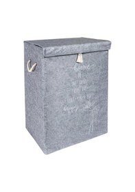 Resim Keçe Kapaklı Çamaşır Sepeti, Çok Amaçlı Mega Saklama Kutusu Gri 55x41x30 Cm Gri 