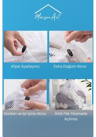 Resim LBag | 3 Adet Çamaşır Yıkama Filesi İpli 40x60 Cm | Çorap Perde F 