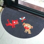 Resim Giz 40x65 cm Gri Kedi Köpek Kelebek/Luna Kapı Önü Paspas Yarım Ay 