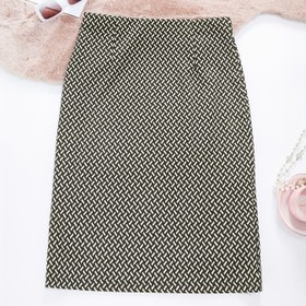 Resim Şık Kadın Houndstooth A-Line Etek - Yüksek Bel, Diz Boyu, Esnek Polyester Karışımı, Siyah ve Beyaz Çizgi Desen, İş veya Rahat Giyim için Mükemmel, Rahat Giyim Etek | Çizgi Desenli Etek | Polyester Karışımı Etek 