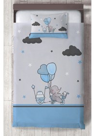 Resim Mekta Home Bebek Ve Çocuk Odası Bisikletli Fil Desenli Yatak Örtüsü Renkli 