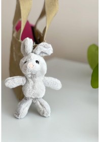 Resim Ekstra Yumuşak Tavşancık Şeklinde Peluş Anahtarlık/çanta Süsü Anahtarlık Peluş Tavşan Açık Gri 