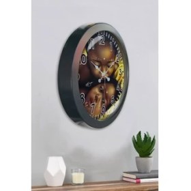 Resim Bahat Salon Ofis Duvar Saati Gri Metal Çerçeve 36 cm 