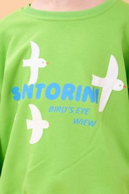 Resim Kız Çocuk Oversize Santorini Baskılı Mevsimlik Sweatshirt - Açık Gül Rengi / 7-8 Yaş 