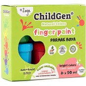 Resim ChildGen 6x50 GR Süper Yıkanabilir 6'lı Parmak Boya Seti 