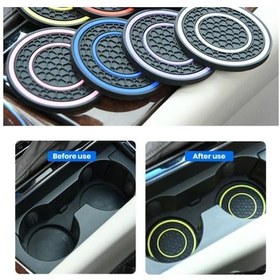 Resim Araç İçi Bardak Tutucu Matı - 2 Adet Renkli 