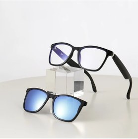 Resim Xuweiwei Astral Mavi Klipsli Akıllı Gözlük Sesli Arama Hıfı Ses Hd Uv Koruyucu Cam Mikrofon Hoparlör Kamera 