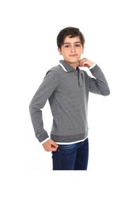 Resim Toontoy Kids Toontoy Erkek Çocuk Regular Fit Polo Yaka Baskılı Sweatshirt - 2 İplik Antrasit 
