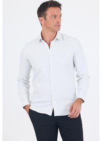 Resim İmza Beyaz Uzun Kol Sert Yaka Cepsiz Easy To Iron Slim Fit Esnek Gömlek 1004250233 Beyaz 