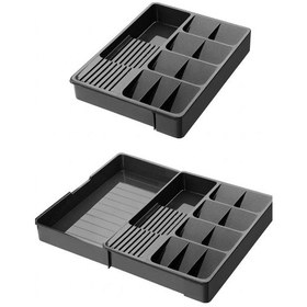 Resim Çekmece İçi Kaşıklık Ve Bıçaklık Düzenleyici Organizer Ayarlanabilir Kayar Kızaklı Antrasit 