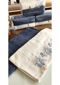 Resim Nurpak Çeyizlik 2.li Set Lüks 50x90cm. %100 Pamuk El,yüz Havlusu Özel Hediyelik Ambalajda İndigo 