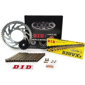 Resim Zincir Dişli Seti Cf Moto Nk 650 Cc 2022 / Cf Moto / Nk / 650cc / Zincir: Dıd-520vx3 Gold -118 / Ön Dişli : Sunstar 14t / Arka Dişli: Jt 46t 