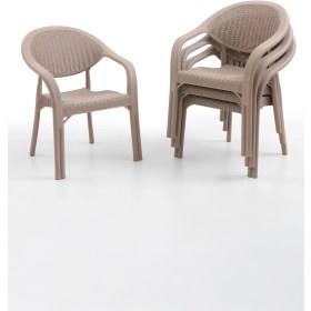 Resim Bamboo 4'lü Rattan Sandalye Cappuccino Cappuccino 