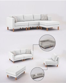 Resim Velura Home & Living Armin Akıllı Köşe Koltuk Takımı & Modern Modüler Yataklı Köşe Takımı - Beyaz v101 