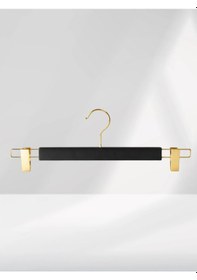 Resim Siyah Ahşap Pantolon Etek Askısı Gold Kancalı 10 Adet Siyah 