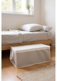 Resim 3 Adet Gri Çizgili Fermuarlı Hurç Yastık-yorgan-kıyafet Düzenleyici 64 45 22 Cm Gri-beyaz 