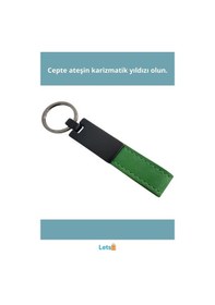 Resim Yeşil Deri Metal Anahtarlık Kişisel İsim Yazılabilir Çok Renkli 