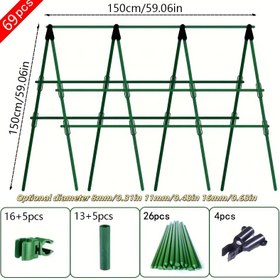 Resim 150.01cm×150.01cm Ağır Hizmetli Tırmanma Bitkisi Çit Çerçevesi için Uygun 69 Adet Set, Güçlü Metal Bahçe Temel Sebze Asma Çit Kalınlaştırılmış PVC Çelik Boru Dayanıklı Anti-Aging Fasulye Bitkisi Destek Çubuğu Gül Asma Çit Yeniden Kullanılabilir, Ev ve Ticari Kullanım İçin Uygun, Ticari Bahçe Düzeni | Modern Bahçe Tasarımı | Dayanıklı Plastik Çerçeve, Bahçe Çit (Çeşitli Çap Bitki Çit Seçenekleri) 