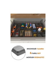 Resim 15'li Dolap Çekmece İçi Düzenleyici Set - Vida Dübel Hırdavat Avadanlık Organizer Set Antrasit 