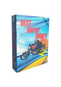 Resim Lastikli Klasör 1 Adet İpli Klasör 32x24x6 Cm Okul Öğrenci Klasörü Lastikli Çanta İpli Dosya Kreş Anasınıfı Motor Riders 