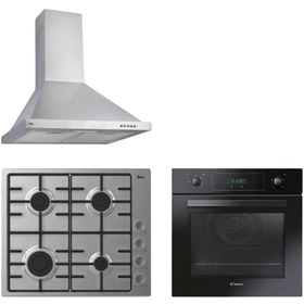 Resim Hoover & Candy Velmira Ankastre Set (HCH6MXTK Davlumbaz + HHW6LMX Ocak + FCP405N/E Fırın) 