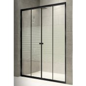 Resim Durul Duşakabin Ön Cephe 4mm Siyah Çizgili Yükseklik 180 cm - 164 cm 